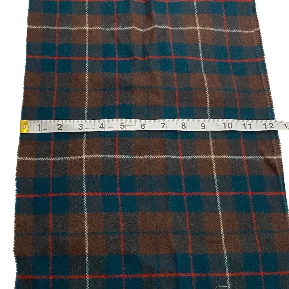 100% Pure Merino Wool tartan Plaid Scarf Made In Great Britain brown green red